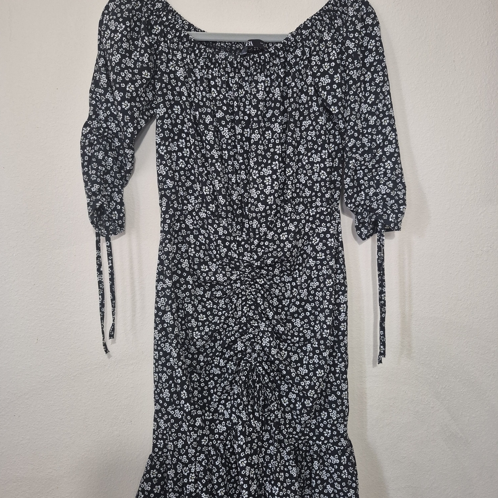ZARA Floral Black and White Dress